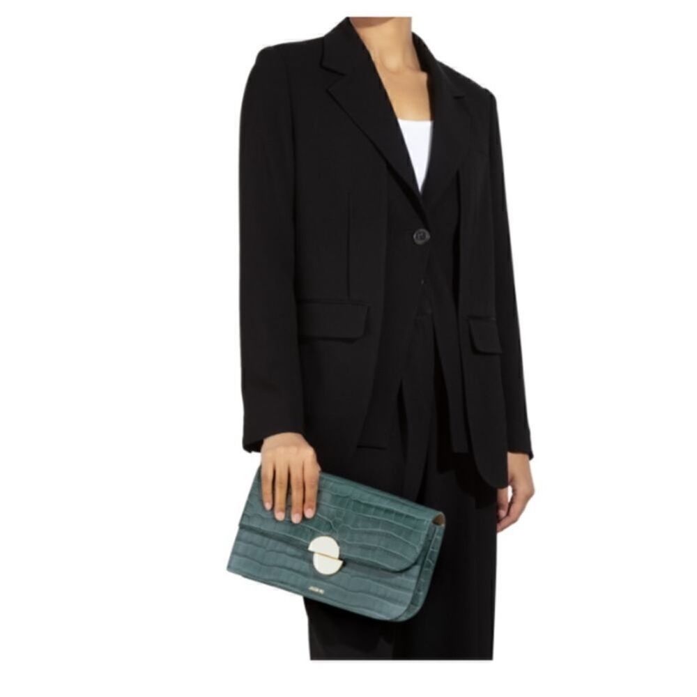 NEW JASON WU ORBIT SAGE LEAF GREEN LEATHER CROC EMBOSSED BAG AUTHENTIC - Picture 3 of 16